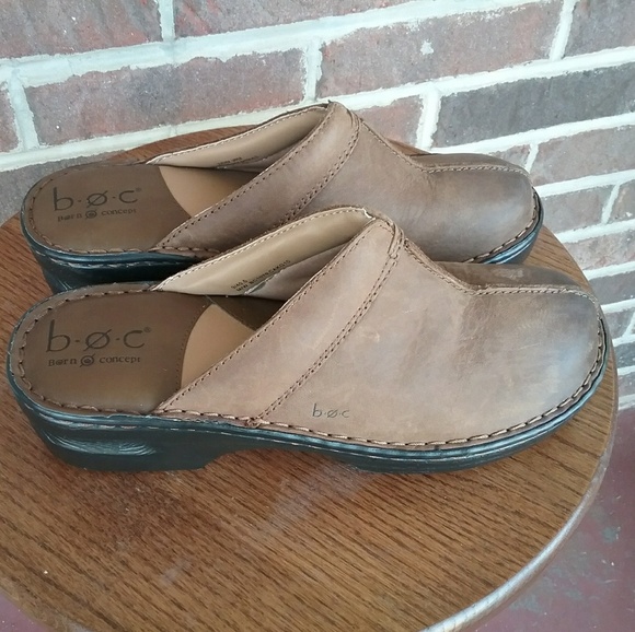 Boc Brown Distressed Leather Mules Size 9 - Picture 2 of 5